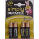 BATERIJA Duracell Simply (alkalna) AA, 4/1